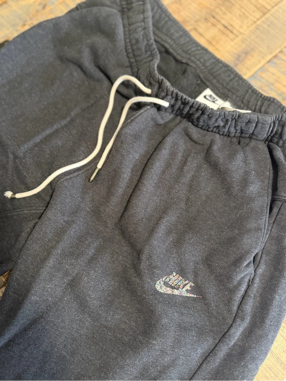 Nike Black Men's Jogger Sweatpants with White Drawstring